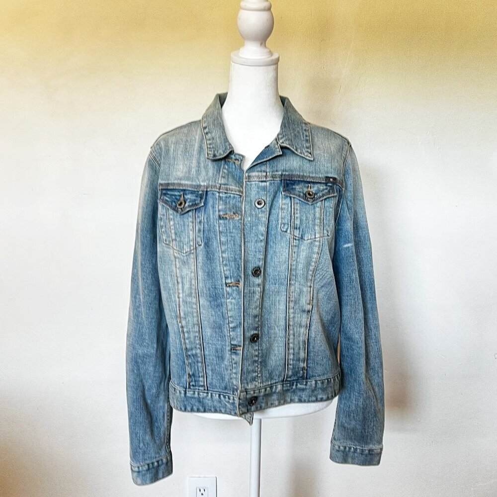Patchwork Boho Vtg Inspired Lucky Brand Statement Denim Jacket 70s  Reworked L - Picture 5 of 14